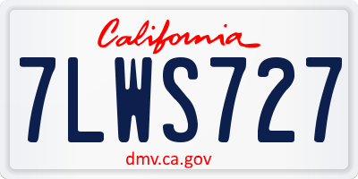 CA license plate 7LWS727
