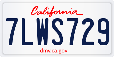 CA license plate 7LWS729