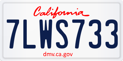 CA license plate 7LWS733