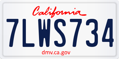 CA license plate 7LWS734