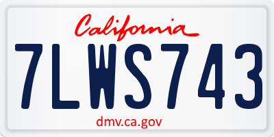 CA license plate 7LWS743