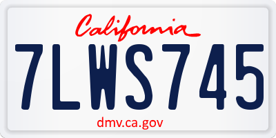 CA license plate 7LWS745