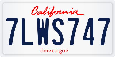 CA license plate 7LWS747