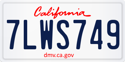 CA license plate 7LWS749