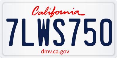 CA license plate 7LWS750