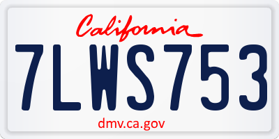 CA license plate 7LWS753