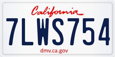 CA license plate 7LWS754