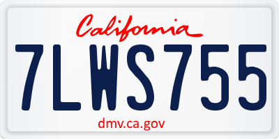 CA license plate 7LWS755