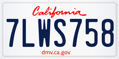 CA license plate 7LWS758