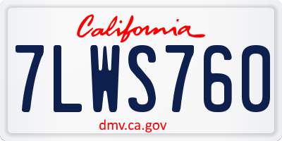 CA license plate 7LWS760