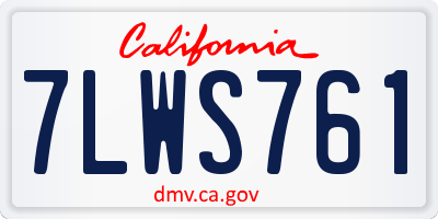 CA license plate 7LWS761