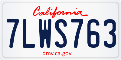 CA license plate 7LWS763