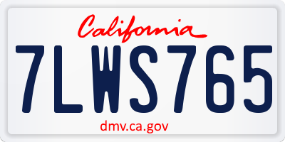 CA license plate 7LWS765