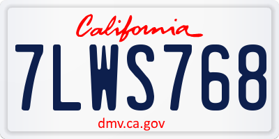 CA license plate 7LWS768