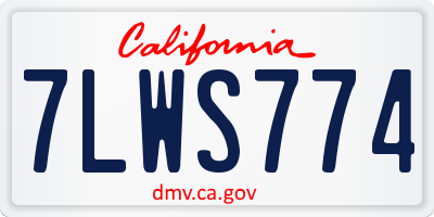CA license plate 7LWS774