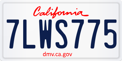 CA license plate 7LWS775