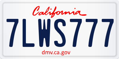 CA license plate 7LWS777