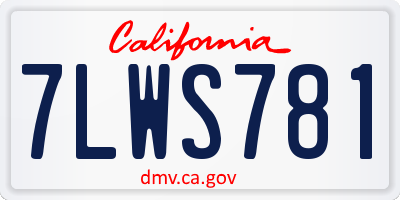 CA license plate 7LWS781