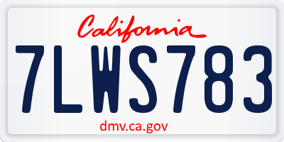 CA license plate 7LWS783
