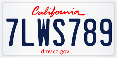 CA license plate 7LWS789