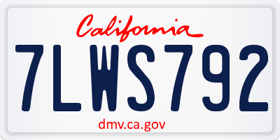 CA license plate 7LWS792