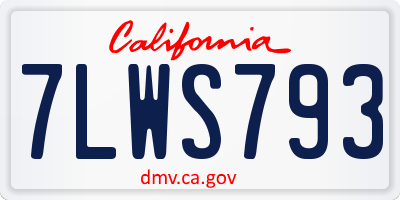 CA license plate 7LWS793