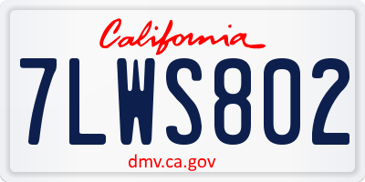 CA license plate 7LWS802