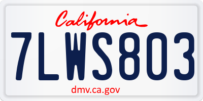 CA license plate 7LWS803