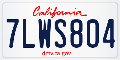 CA license plate 7LWS804