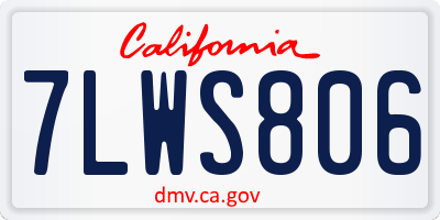 CA license plate 7LWS806