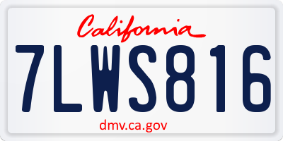 CA license plate 7LWS816