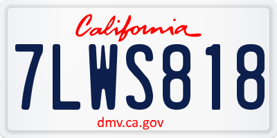 CA license plate 7LWS818