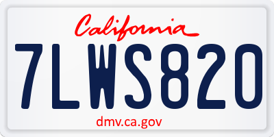 CA license plate 7LWS820