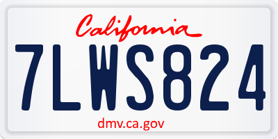 CA license plate 7LWS824