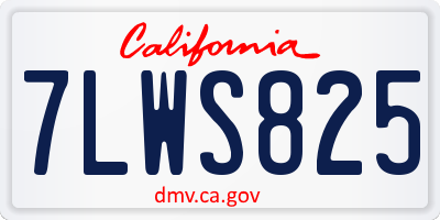 CA license plate 7LWS825
