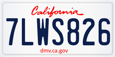 CA license plate 7LWS826