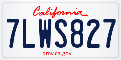 CA license plate 7LWS827