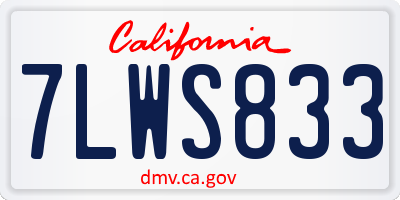 CA license plate 7LWS833