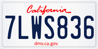 CA license plate 7LWS836