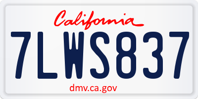 CA license plate 7LWS837