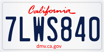 CA license plate 7LWS840