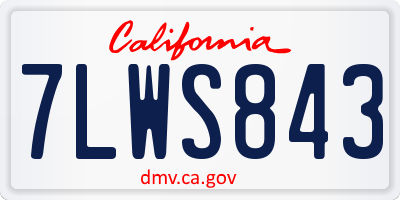 CA license plate 7LWS843