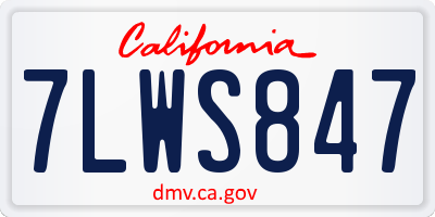 CA license plate 7LWS847