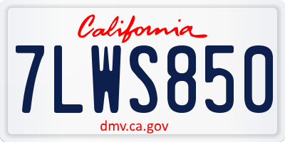 CA license plate 7LWS850