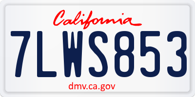 CA license plate 7LWS853