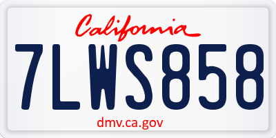 CA license plate 7LWS858