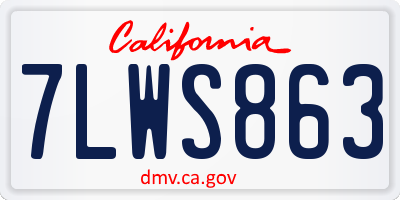 CA license plate 7LWS863