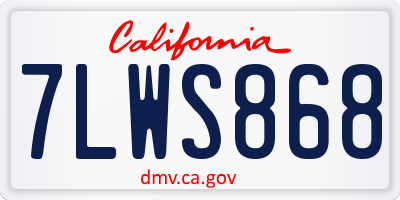 CA license plate 7LWS868