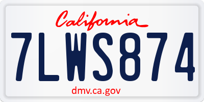 CA license plate 7LWS874