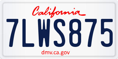 CA license plate 7LWS875